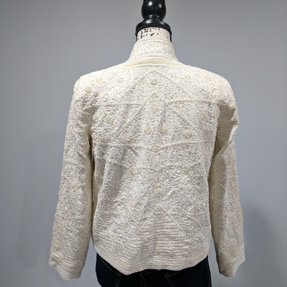 SOLD! ZARA Beaded Cream Beige Long Sleeve Blazer - Picture 10 of 10